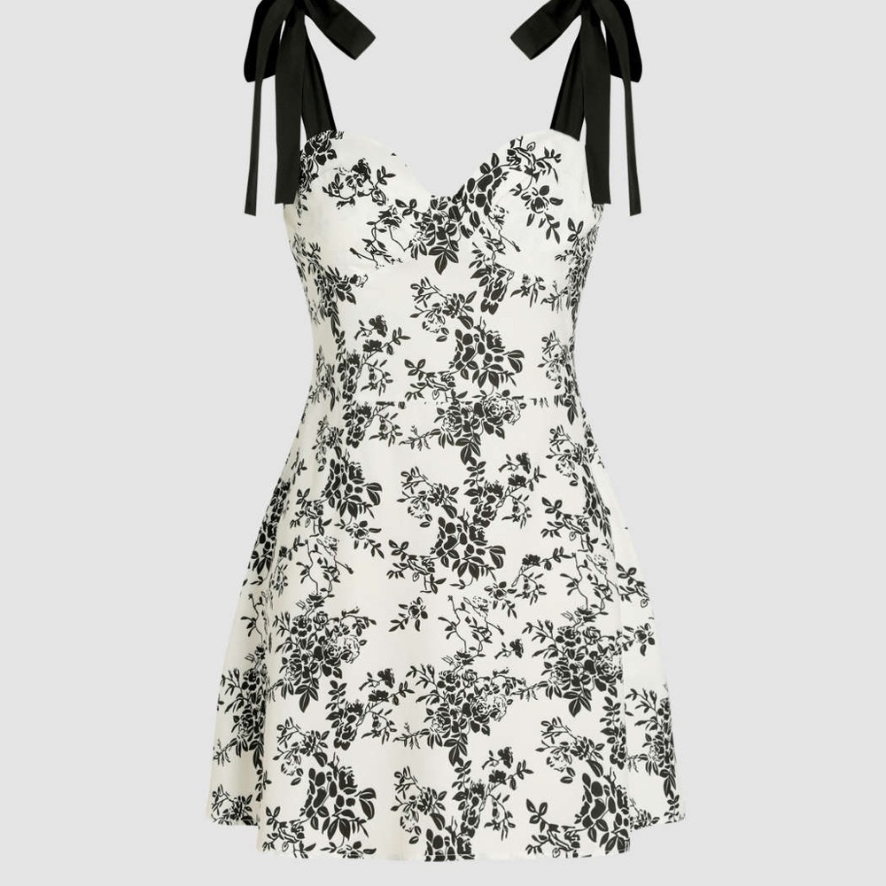 Cider FLORAL V-NECK KNOTTED MINI DRESS